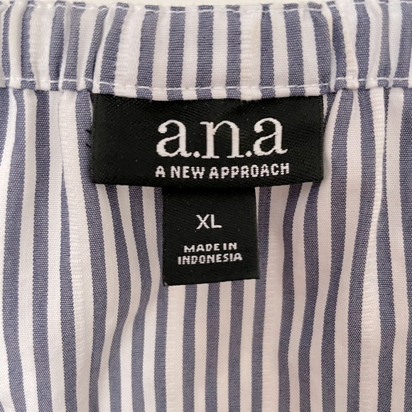 a.n.a blue and white stripped ruffle blouse - Picture 7 of 7